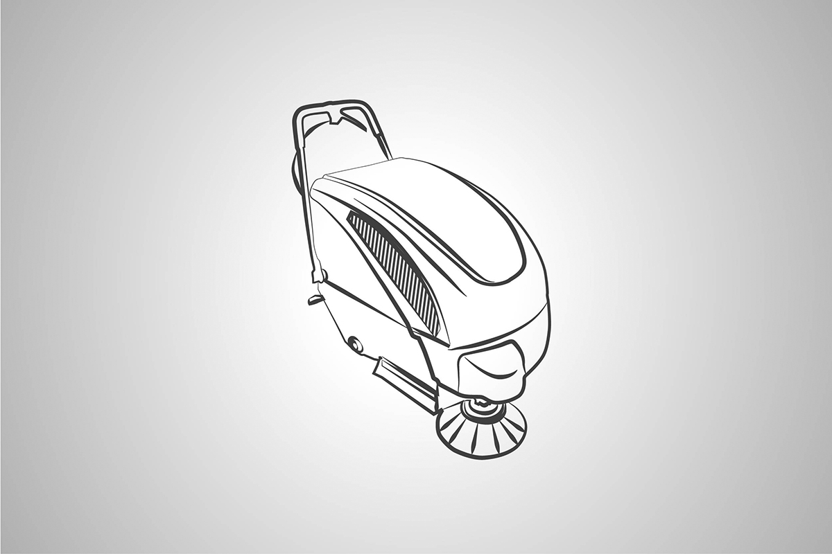Handgeführte Kehrmaschine zum Mieten